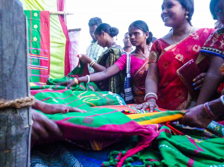 Woman Buying Panchi Saree